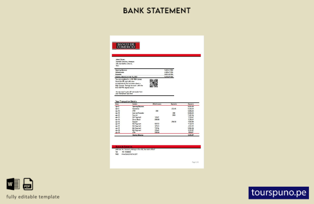 listo para imprimir plantilla de word   extracto bancario del Banco de Comerci 1